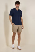 Cotton Blend  Ribbed Short-Sleeve Polo Shirt